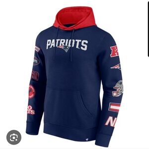 Fanatics Patriots Blue and Red Men's Hoodie Sweater Large